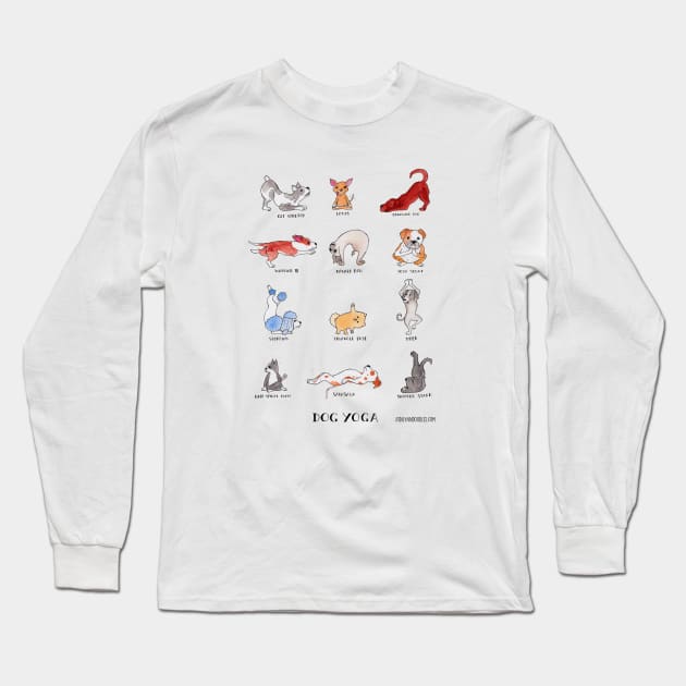 Dog Yoga Long Sleeve T-Shirt by JodiLynnDoodles